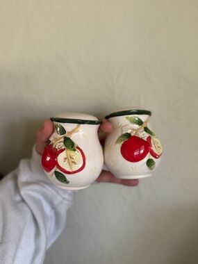 Ceramic Apple Salt and Pepper Shakers - Red & Green